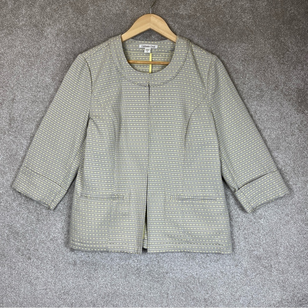 Coldwater Creek Jacket Womens 12 Polyester Blend 3/4 Sleeve Blazer- 3365*